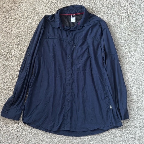 EUC Men's The North Face Navy Blue Long Sleeve Button Down Shirt Size XXL - Picture 1 of 9